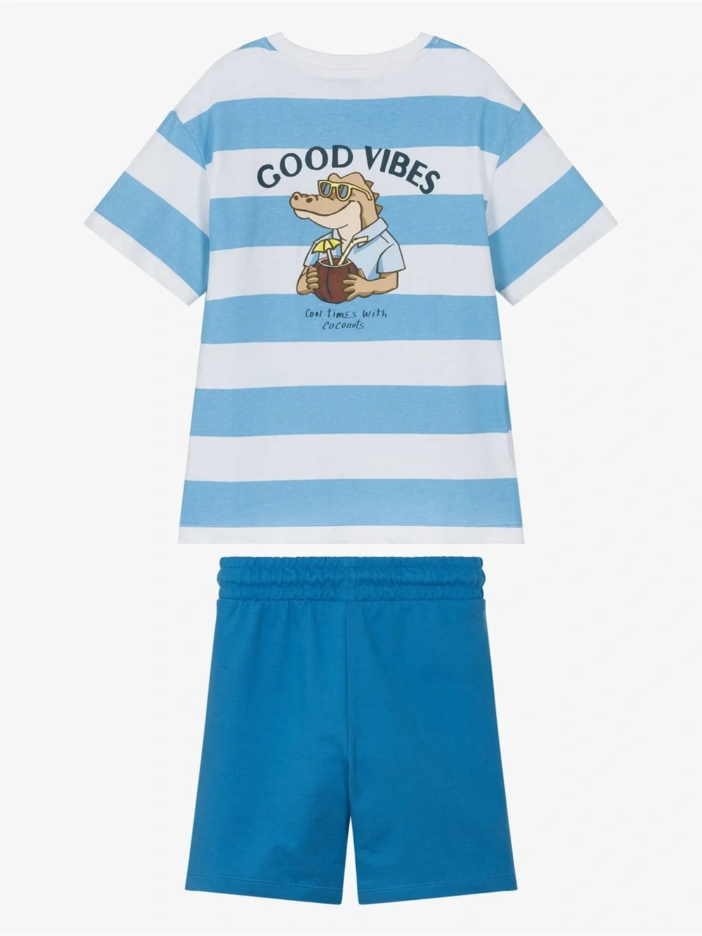 Mayoral Boys Blue Striped Cotton Shorts Set Sz 2t